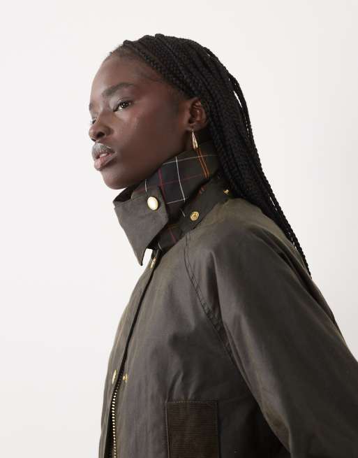 Barbour Icons Beaufort long wax jacket in olive green, 2 of 4