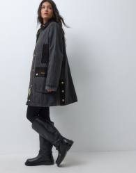 Barbour Icons Beaufort reimagined long wax tartan check jacket in olive green