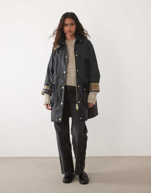 Barbour Icons Beaufort wax long jacket in navy, 2 of 4
