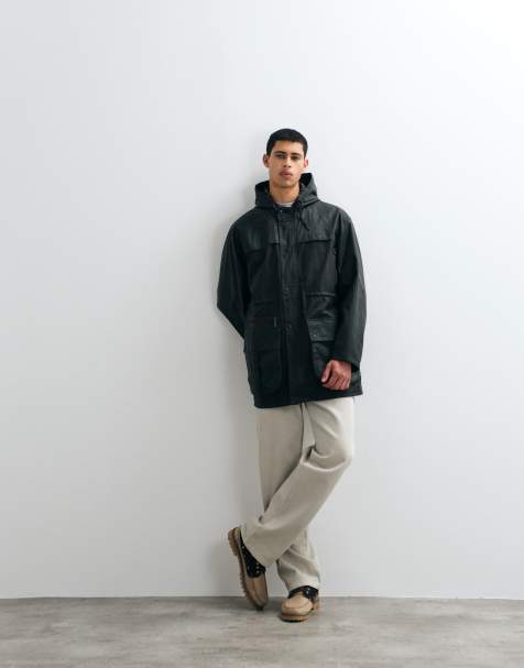 Barbour Icons Durham karierte Wachsjacke in Grün - view 1
