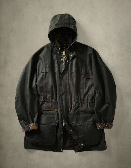 Barbour Icons Durham tartan check wax jacket in green, 6 of 7