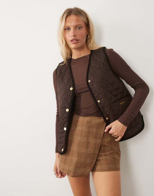 Barbour Icons reimagined reversible tartan check quilted linger gilet in black, 2 of 5