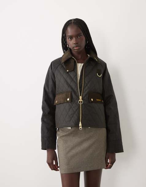 Barbour Icons Spey Reimagined tartan check quilted wax jacket in olive green - view 1