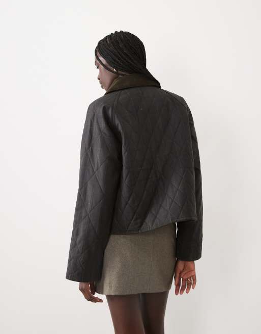 Barbour Icons Spey reimagined tartan check quilted wax jacket in olive green, 3 of 6