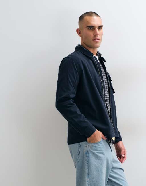 Barbour International A7 overskjorte med lynlås i navy, 4 af 5