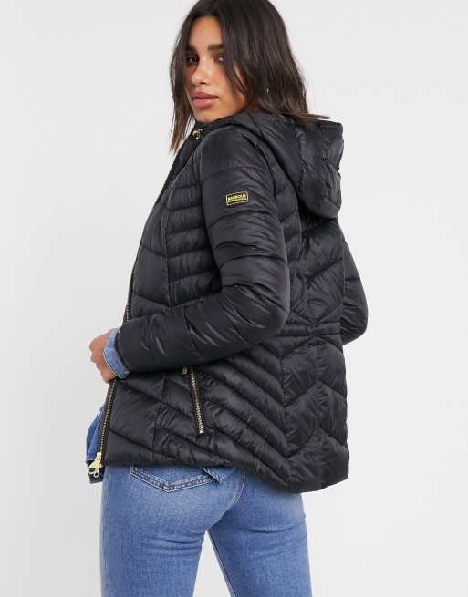 Barbour international ace quilted jacket sale with hood