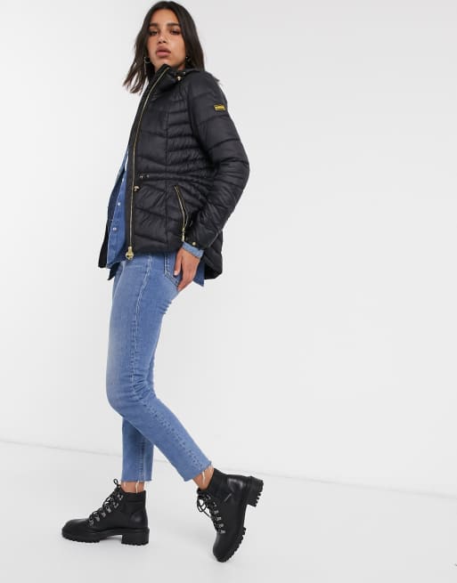 Barbour international ace quilted jacket sale with hood