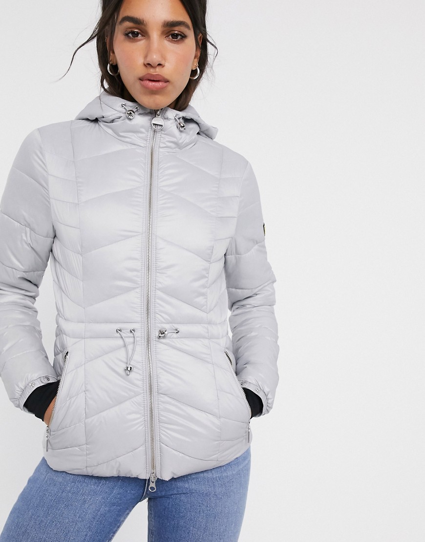 Barbour International ace quilted jacket with hood-White
