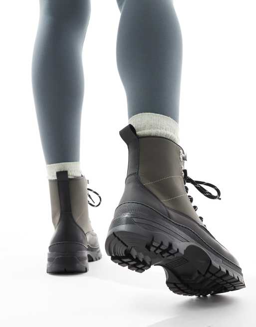 Barbour International Alani leather rubber hiker boots in khaki/black - KHAKI, 4 of 4