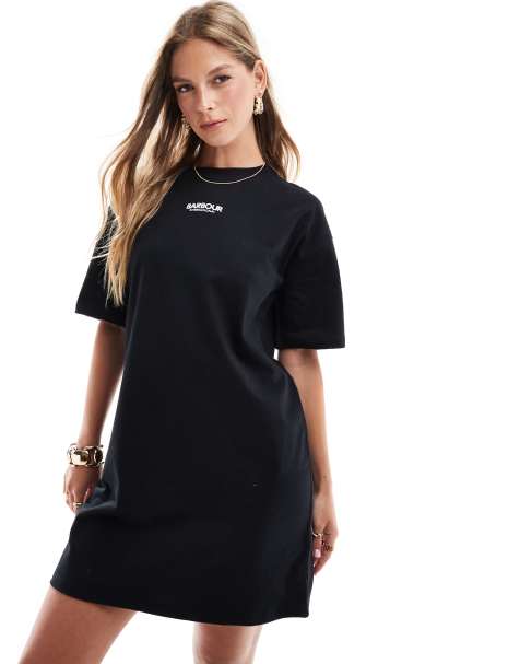 Barbour International Alani logo t-shirt dress in black exclusive to ASOS - view 1