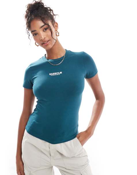 Barbour International Alani logo t-shirt in deep teal exclusive to ASOS - view 1