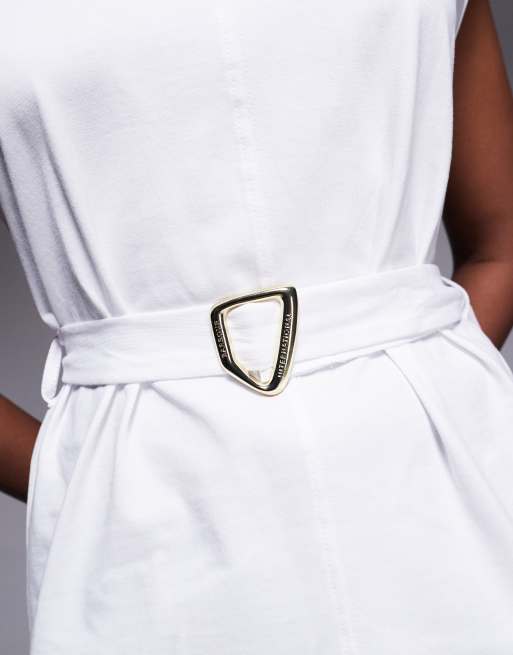 Barbour International Alexis relaxed tie up buckle top in white, 3 of 4