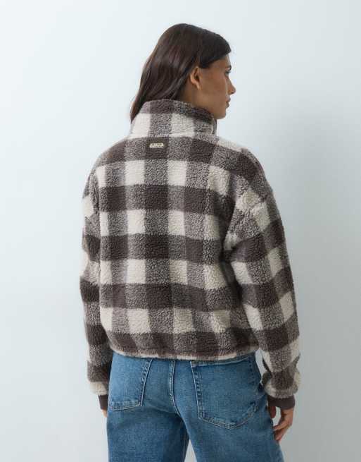 Barbour International Amaya polaire zippée à carreaux marron truffe/blanc, 5 de 5