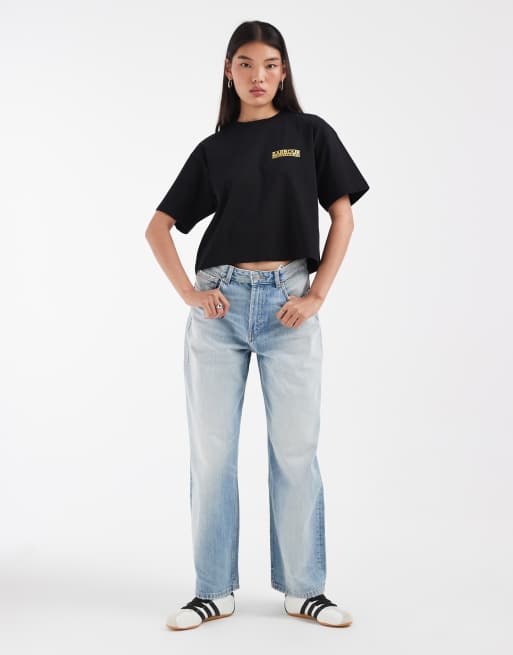 Barbour International Amaya short sleeve logo t-shirt in black, 2 of 4