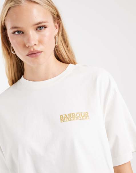 Barbour International Amaya T-shirt a maniche corte con logo in bianco sporco - view 1