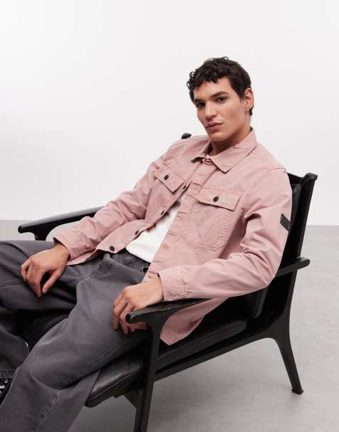 Barbour International Arlo button through logo overshirt in pink