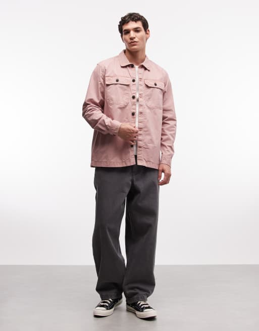 Barbour International Arlo button through logo overshirt in pink, 2 of 5