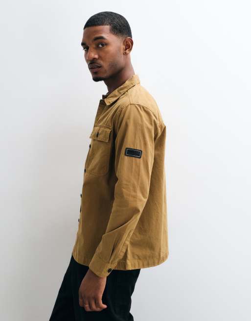 Barbour International Arlo button through overshirt in light brown, 3 of 5