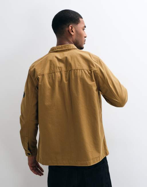 Barbour International Arlo button through overshirt in light brown, 4 of 5