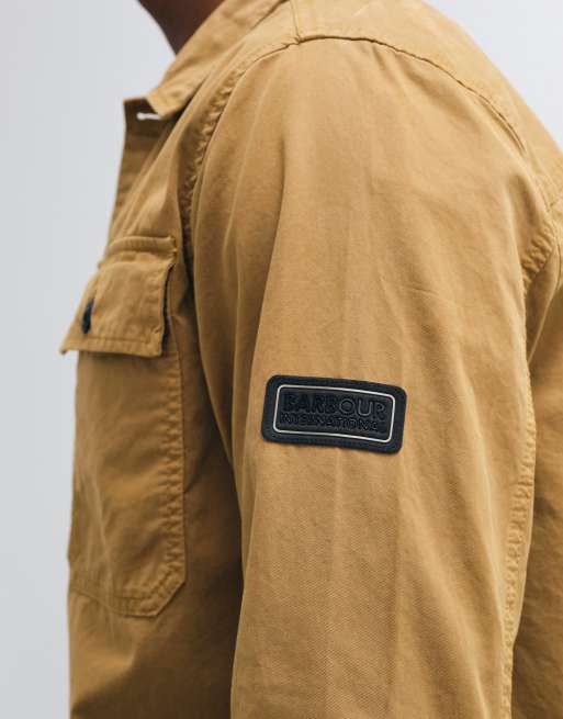Barbour International Arlo button through overshirt in light brown, 5 of 5