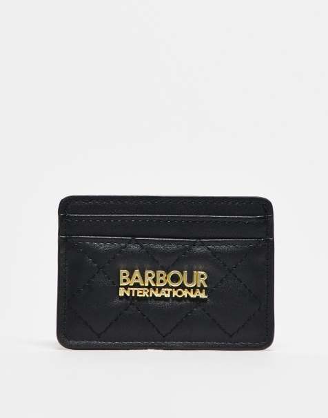 Barbour International Aurora card holder with gold detail in black - view 1