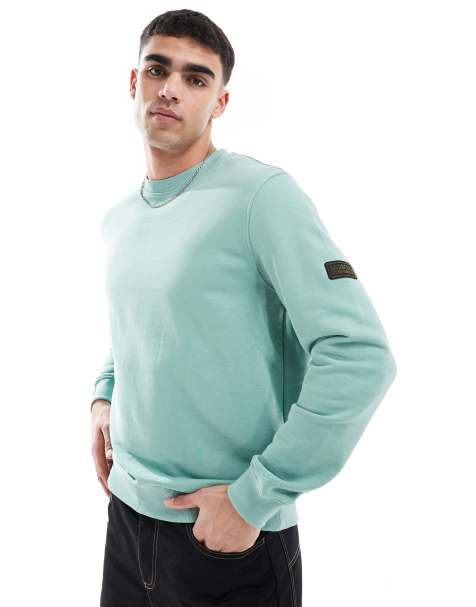 Barbour International badge crew neck sweatshirt in granite green - view 1