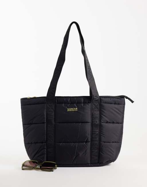 Barbour International Baffle quilted tote bag in black, 2 of 4