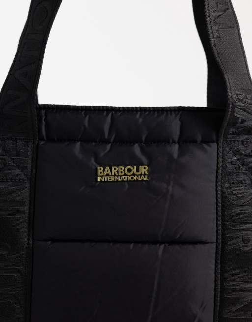 Barbour International Baffle quilted tote bag in black, 3 of 4