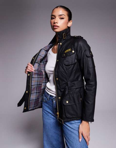 Barbour International belted jacket in black - view 1