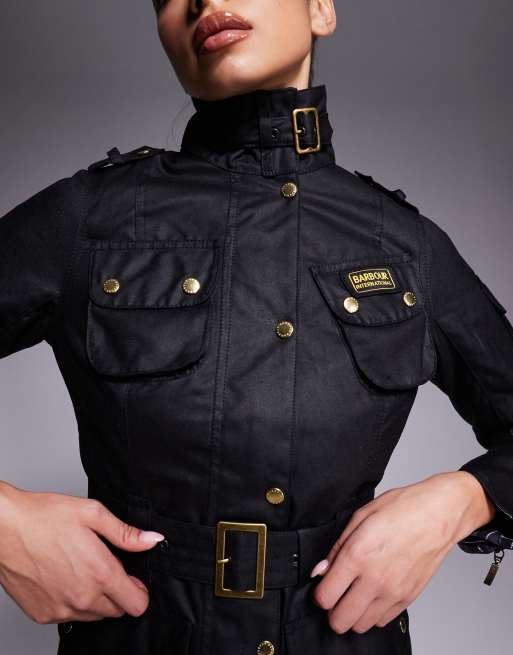 Barbour International belted jacket in black , 3 of 4