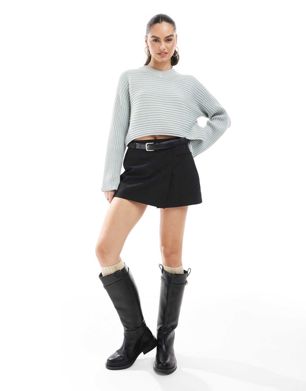 Barbour International B.Intl Zola knitted jumper in mid blue