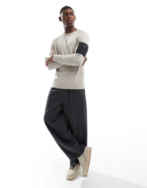 Barbour International Blades crew neck jumper in stone, 2 of 4