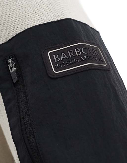 Barbour International Blades crew neck jumper in stone, 3 of 4