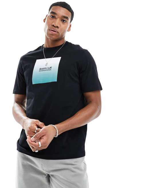Barbour International block logo T-shirt in black