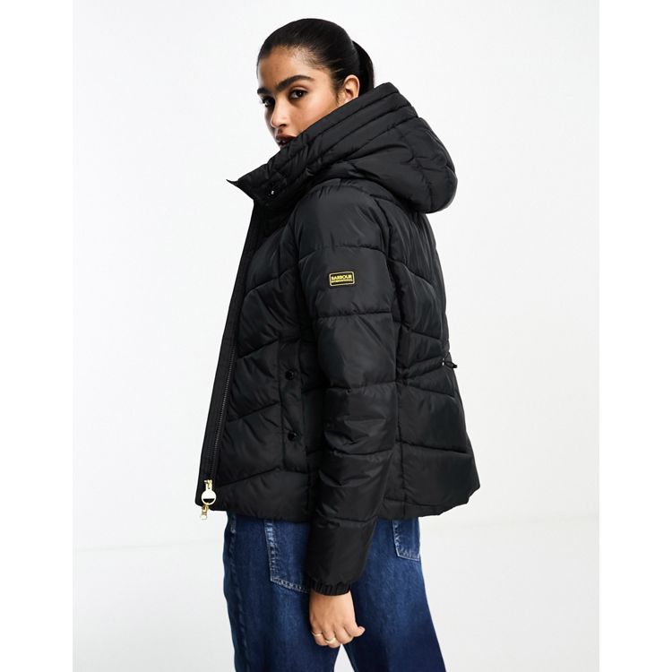 Barbour International Boston quilted zip up jacket in black