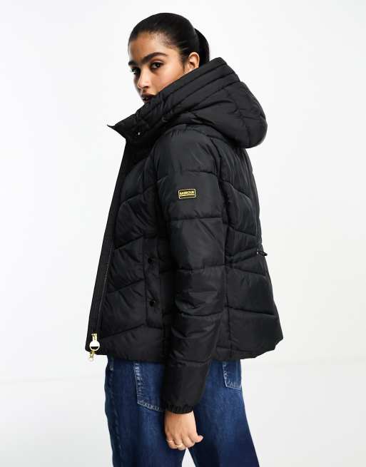 Barbour International - Boston - Sort quiltet jakke med lynlås