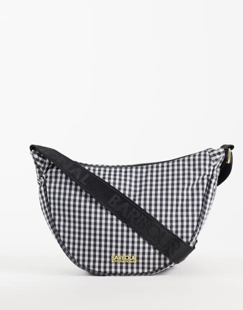 Barbour International Boulevard gingham check sling shoulder bag in black/white - view 1