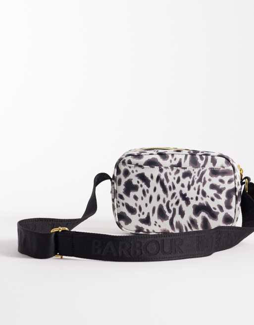 Barbour International Boulevard leopard print logo micro crossbody bag in purple, 4 of 4
