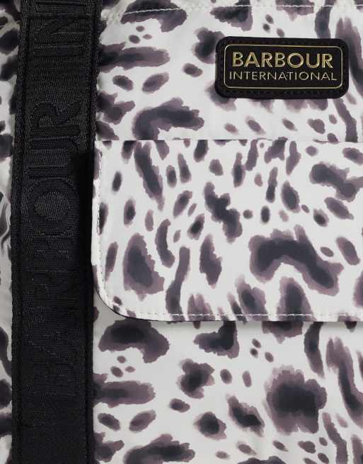 Barbour International Boulevard leopard print logo tote bag in purple, 4 of 4