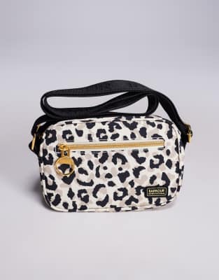 Barbour International Barbour International boulevard micro oversized crossbody bag in jasmine leopard-White