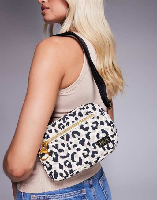 ウエストポーチ Waist Bag Barbour Leopard Barbour International boulevard micro oversized crossbody bag in