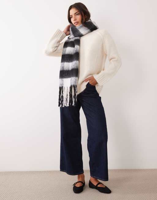 Barbour International Branton knitted gingham check scarf in black/white, 3 of 3