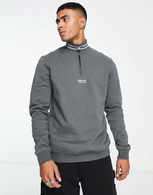 Barbour International Brockley quarter zip sweat in grey | ASOS