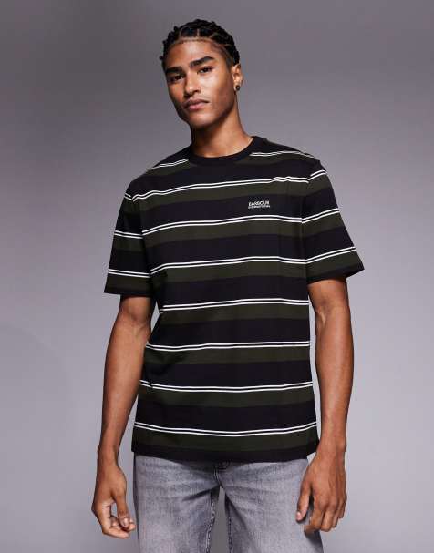 Barbour International - Bruce - Sort T-shirt med striber - view 1