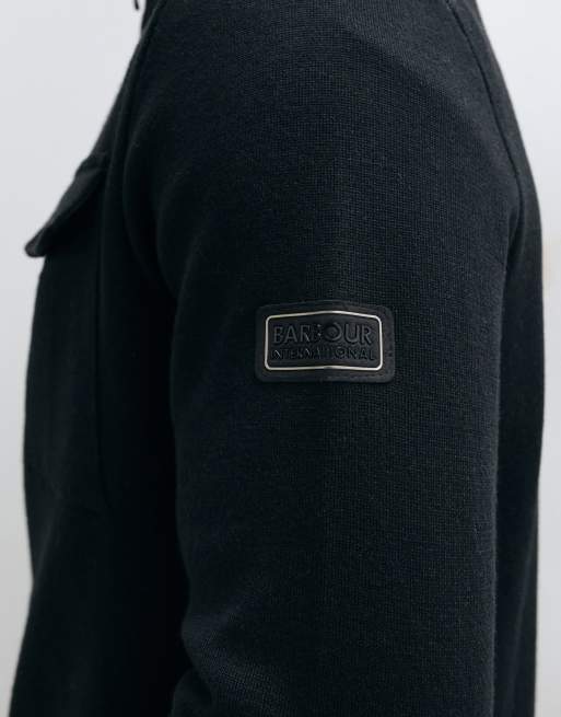 Barbour International Burley half zip wool blend knitted cardigan in black, 4 of 5