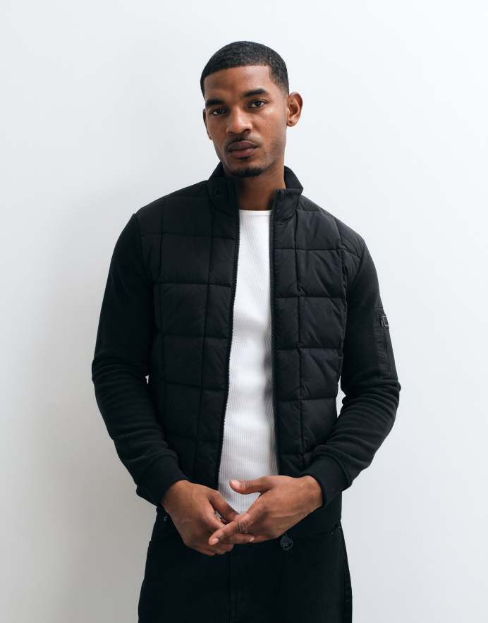 Barbour International Burnhope chaqueta sudadera acolchada con cremallera en negro
