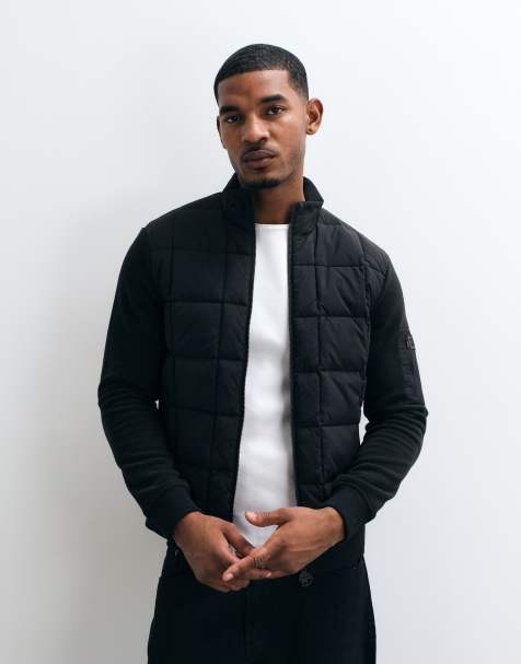 Barbour International Burnhope gesteppte Sweatjacke mit Reißverschluss in Schwarz - view 1