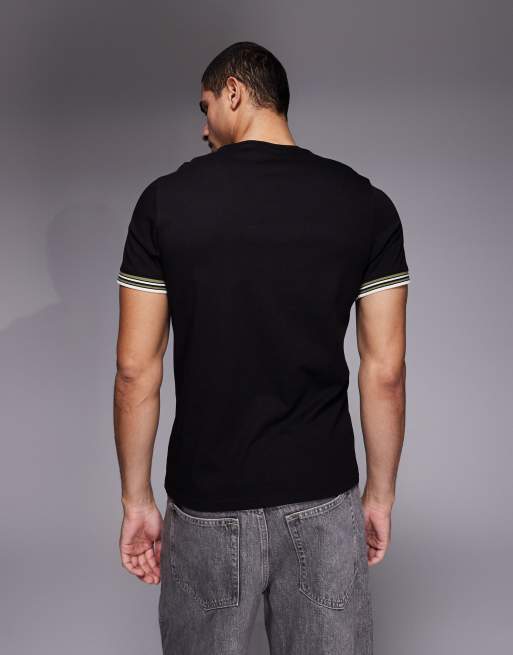 Barbour International - Burnwood - T-shirt nera con logo e bordi a contrasto, 3 di 5