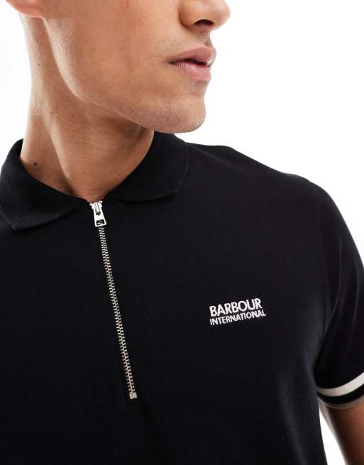 Barbour International Buxton polo shirt in black, 3 of 4