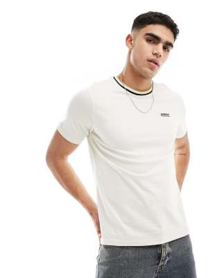 Barbour International Barbour International Buxton tipped small logo t-shirt in ivory-White